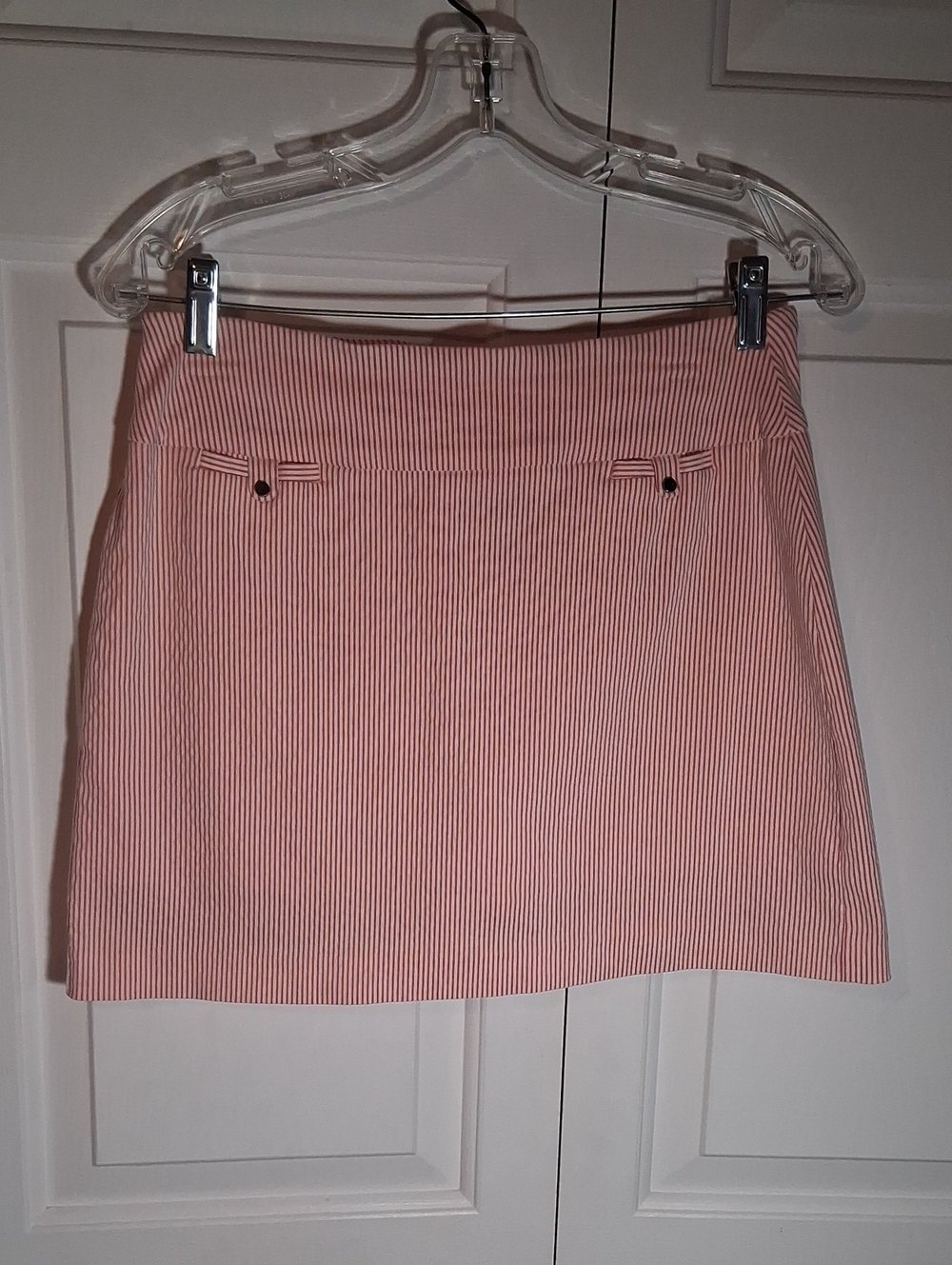 Attyre Pink Striped Mini Skirt with Belt Details